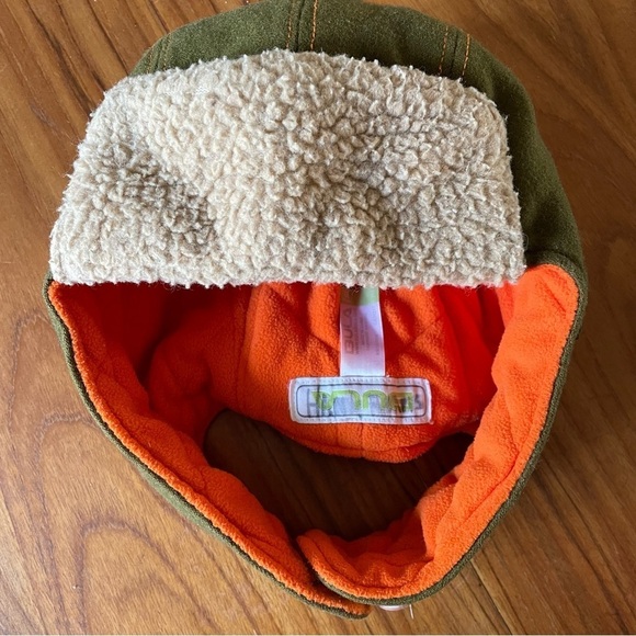 Bula Sherpa Trapper Hat Wool Aviator Winter Olive Green Orange Ear Flap - Picture 2 of 7